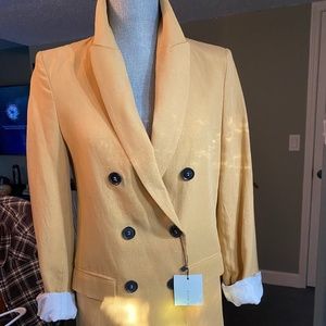 Zara Woman Double Breasted Blazer Mustard Yellow